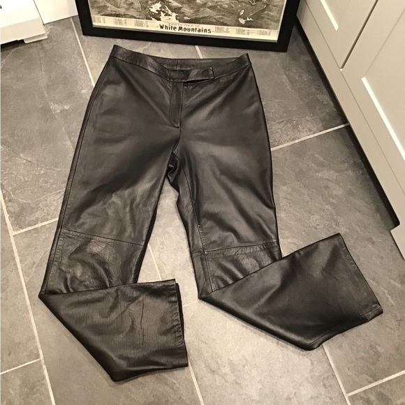 INC Y2K Vintage Leather Pants Straight Leg Jeans Black SZ 8 - Picture 1 of 13